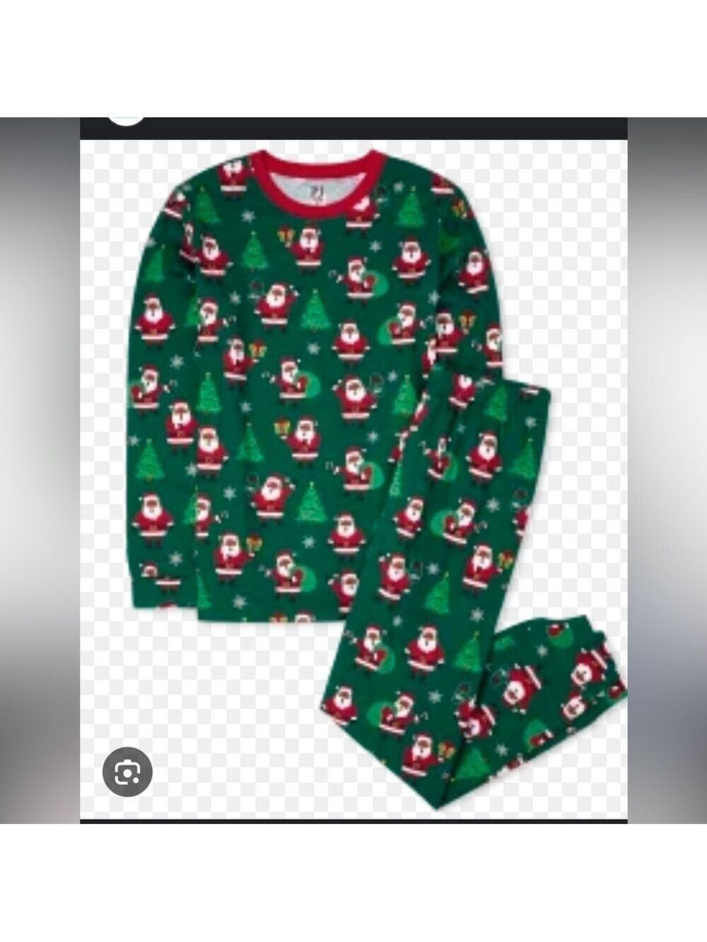 Place Green and Red Pajama Set with Festive Santa Design